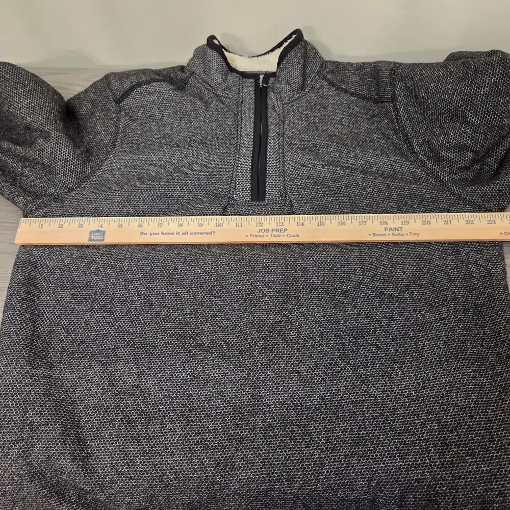 Orvis Men's L Gray Fleece Lined 1/4 Zip Pullover Sweater Jacket